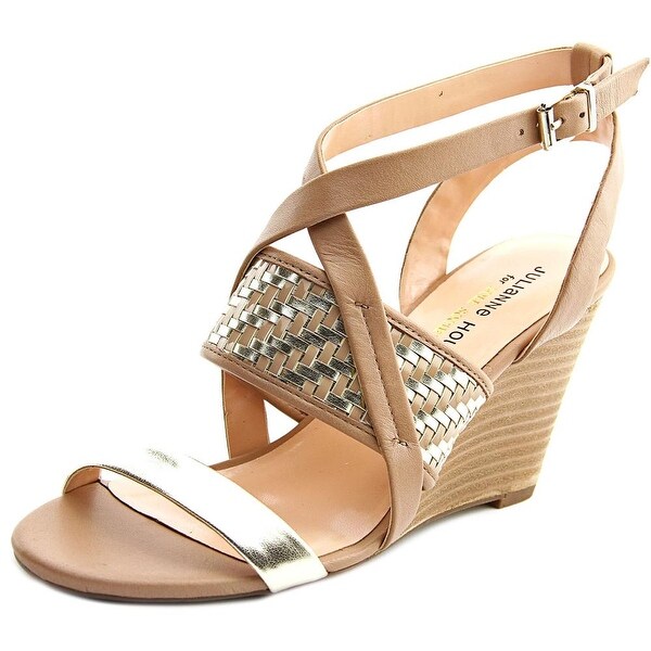 Julianne Hough Sadee Women Open Toe Leather Nude Wedge Sandal