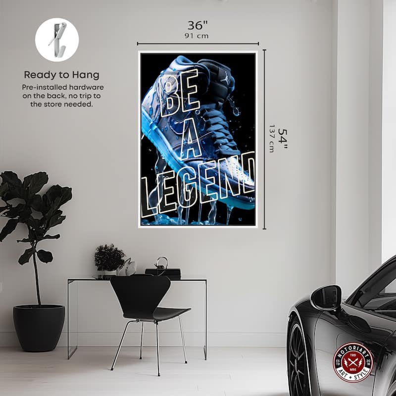 Notoriart Be A Legend Sneaker Drip Framed Sneaker 1 Piece Canvas Wall Art