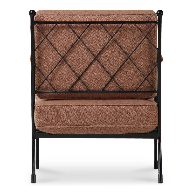 NADAAL STUDIOS Auronel Occasional Chair, Hammered Iron Frame, Terracotta Recycled Blend Upholstery
