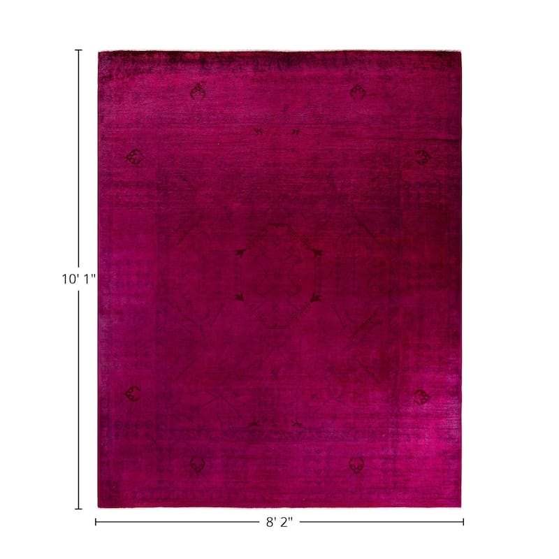 Overton Hand Knotted Wool Vintage Inspired Modern Contemporary Overdyed Pink Area Rug - 8' 2" x 10' 1"