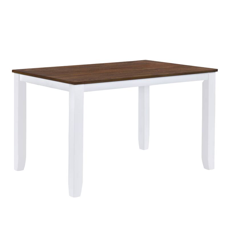 White Rustic 5-Piece Wooden Dining Table Set with Rectangular Table & 4 Chairs