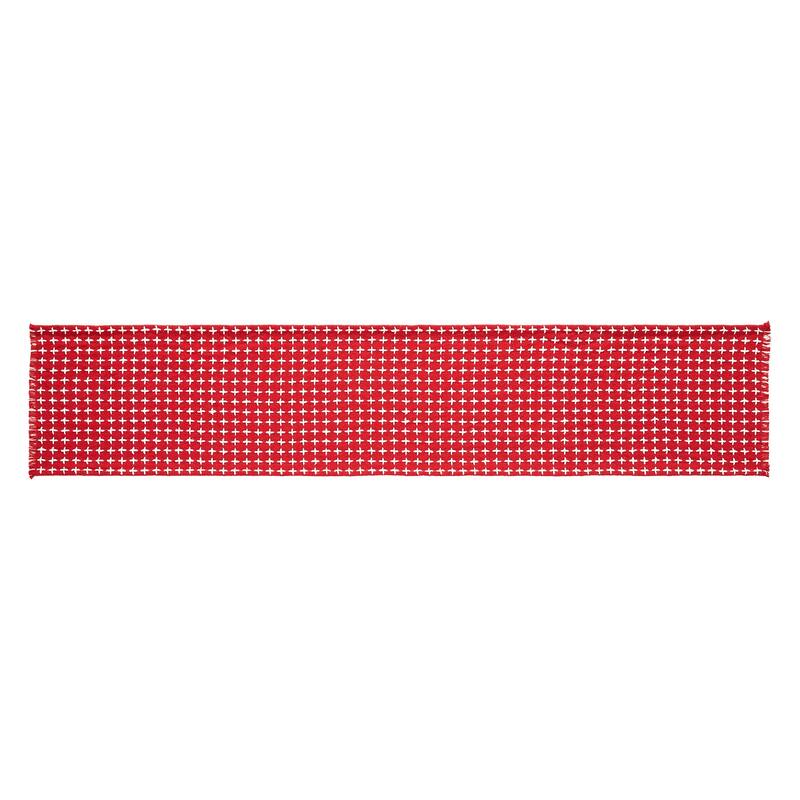 Gallen Red White Runner Fringed 12x36