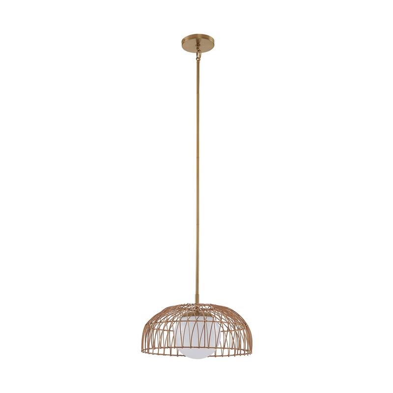 1-Light Convertible Pendant or Semi-Flush in Natural Brass