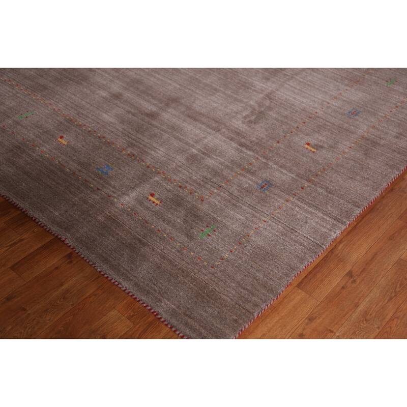 Hand Knotted Oriental 100% Wool Carpet Tribal Animal Pictorial Brown Gabbeh Area Rug - 9' 9'' X 8' 0''