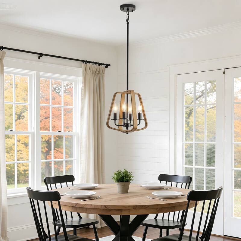 Starsky 4-Light Farmhouse Open Cage Chandelier for dining room, kitchen island or entryway