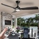 preview thumbnail 1 of 7, 52 in. Black Dimmable Ceiling Fan With Light for Patios, Noiseless Ceiling Fan with Remote APP Control Black