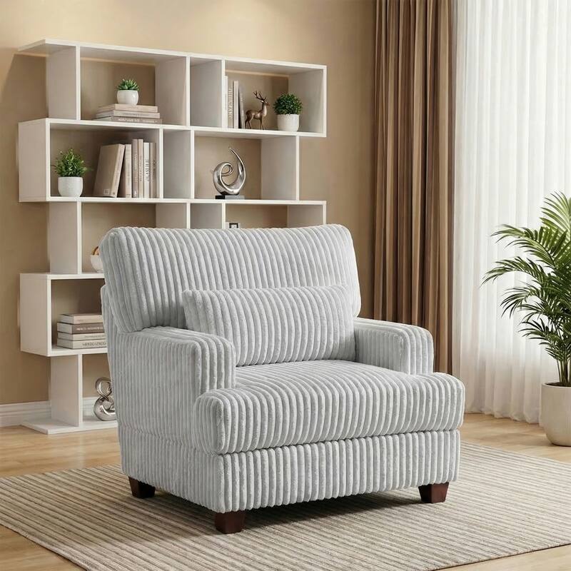 36" Wide Oversized Upholstered Chaise Lounge Accent Chair with Ottoman - Armchair - Grey