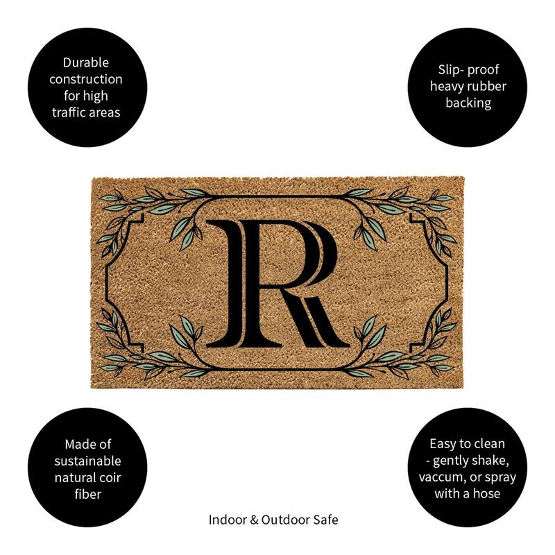 28 in. x 16 in. Monogram Coir Mat, Letter "R"