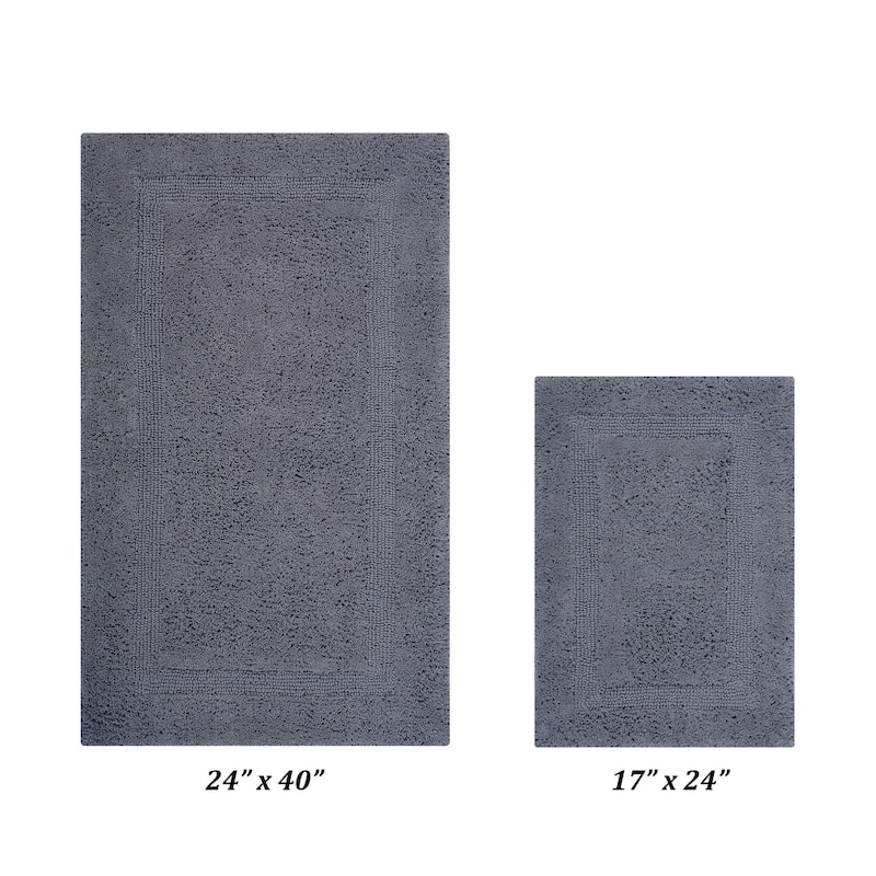 Better Trends Bath Rugs Set 100% Cotton Reversible Water Absorbent Bathroom Rug for Shower, Sink, Bath Mats - Lux Collection