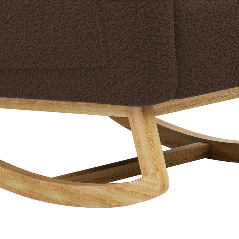 Modern Teddy Fabric Rocking Chair With Right Pocket For Indoor