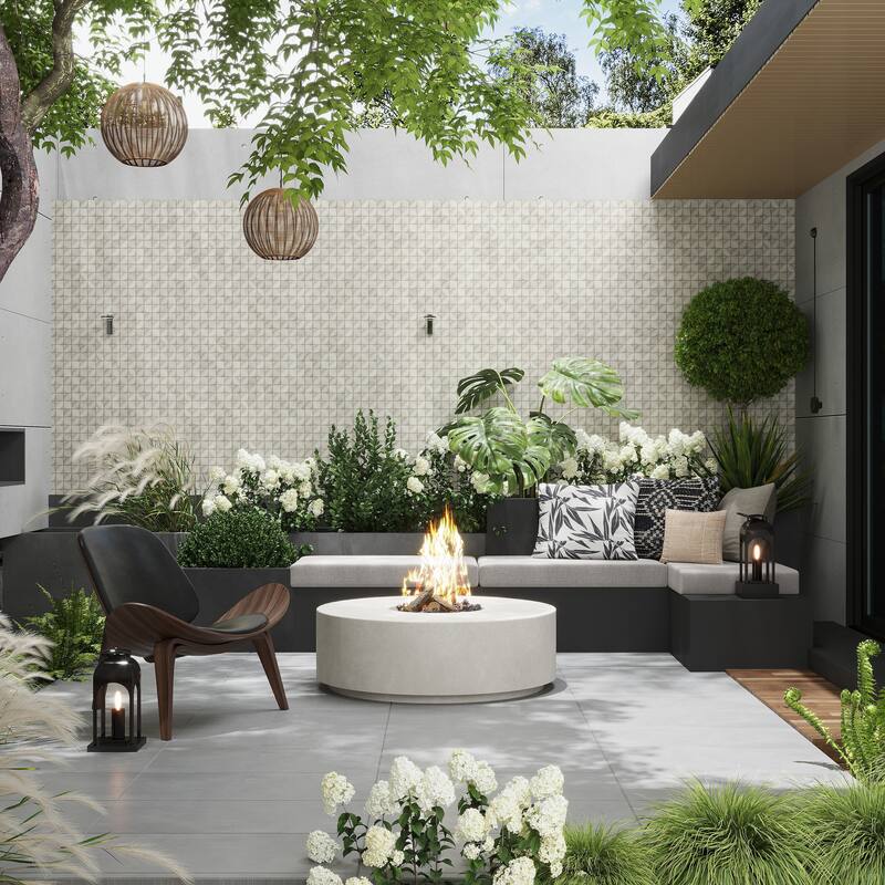 Lucenza 12x12 in. Matte Recycled Glass Petal Mosaic Wall and Floor Tile (10.6 sq ft/case, 10-Pack) - Beige