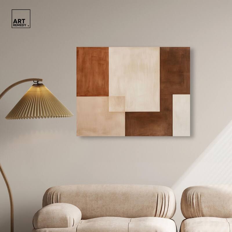 Cream and Brown Panels IV Canvas by Art Remedy, Gallery Wrapped