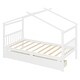 preview thumbnail 9 of 72, Creativity House Bed Twin Size Frame with 2 Wood Drawers for Boys Girls, Wood Platform Bed with Roof No Box Spring Needed