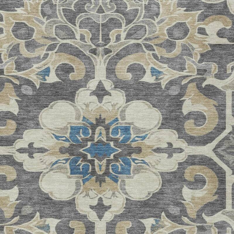 HomeRoots Damask Traditional Rectangle Outdoor Rug