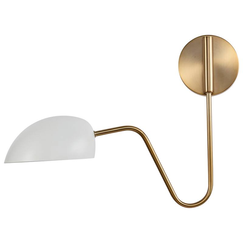 Trilby 1 Light Wall Sconce Matte White with Burnished Brass