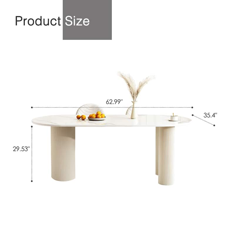 Luxe Creamy Dining Table with Roman Column Legs