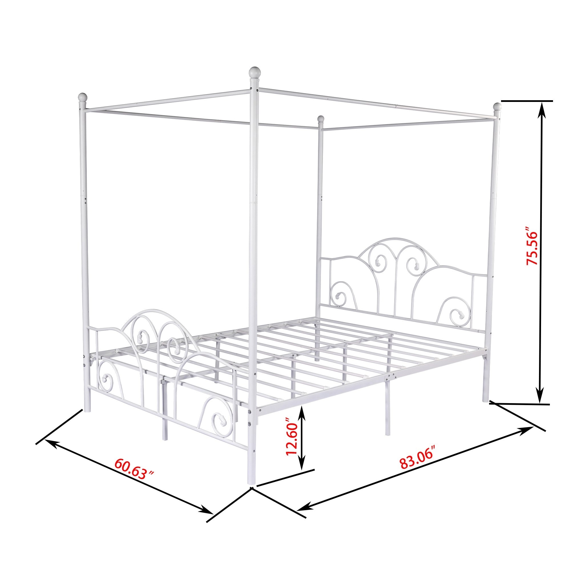 Aufank Vintage Metal Canopy Bed Frame - European Style
