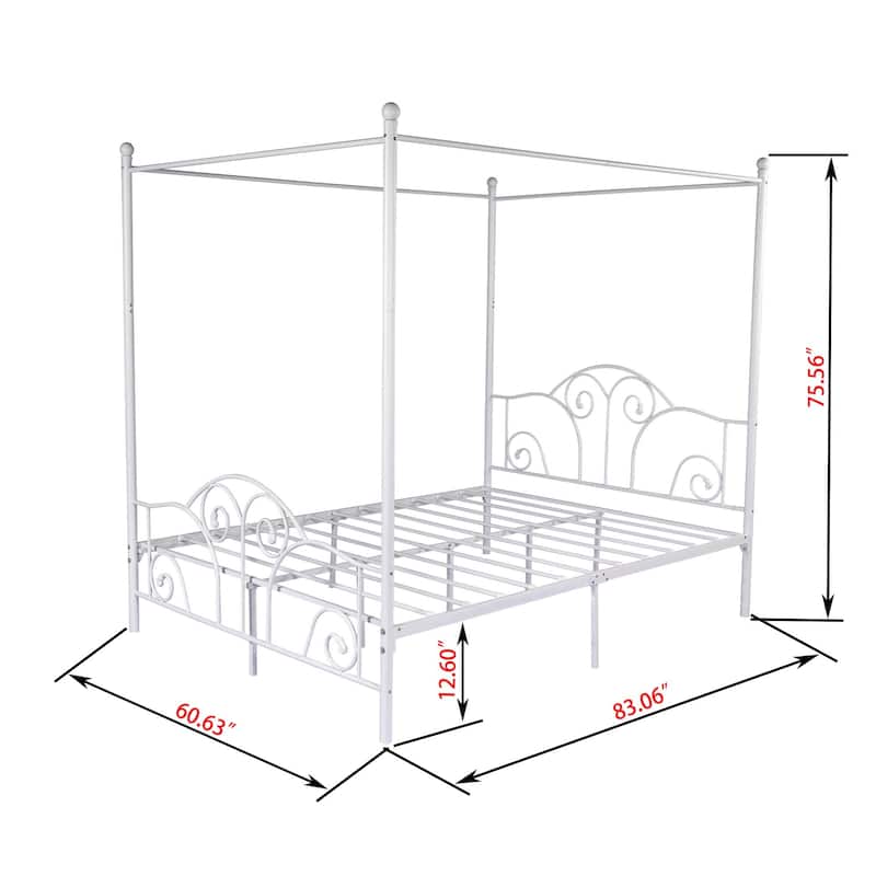 Aufank Vintage Four Post Metal Canopy Bed Frame