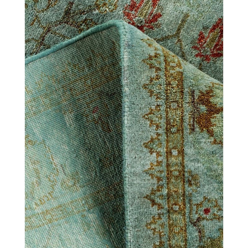 Overton Hand Knotted Wool Vintage Inspired Modern Contemporary Overdyed Blue Runner Rug - 2' 7" x 15' 8"