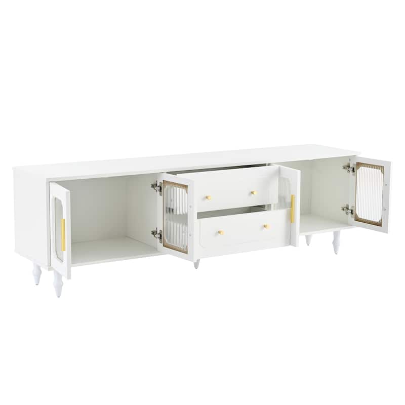 69" TV Stand with Glass Doors, Drawers & Cabinets for TVs Up to 78"