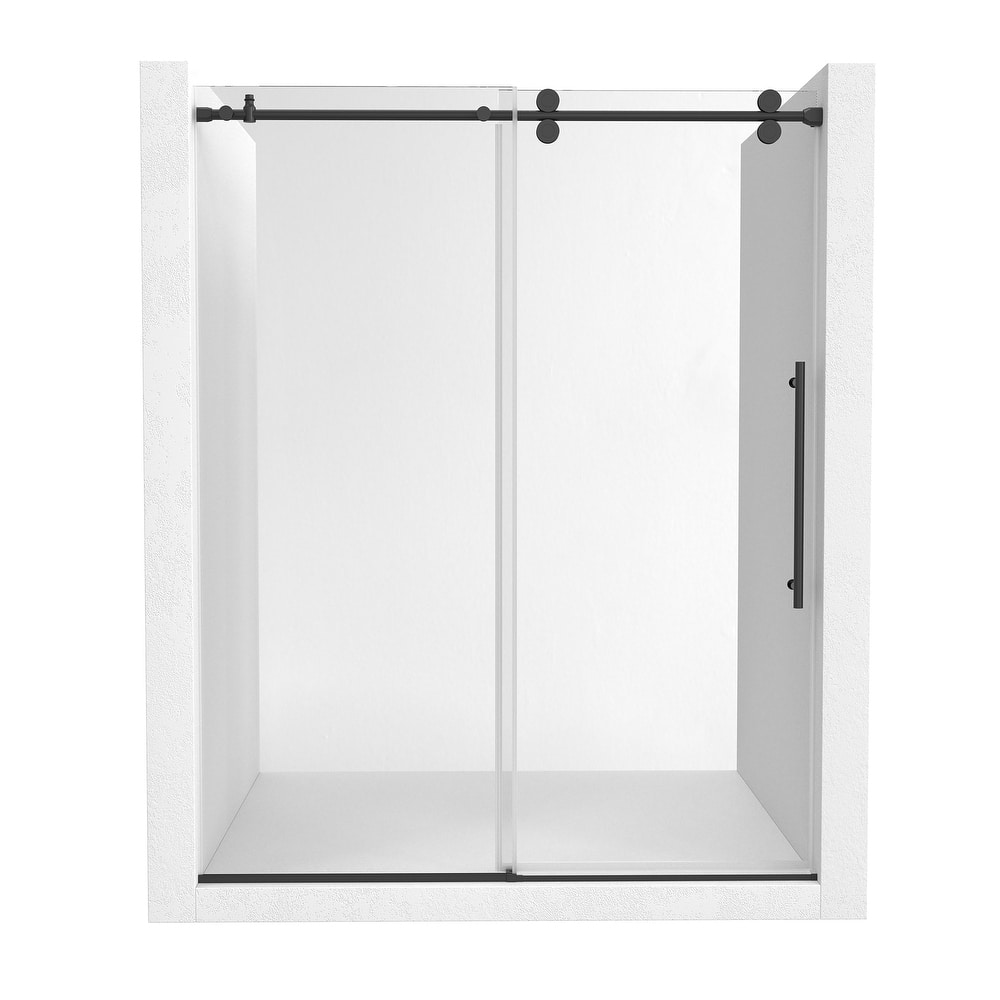 CASAINC 48"/60"W x 76"H Sliding Frameless Shower Door with Clear Glass
