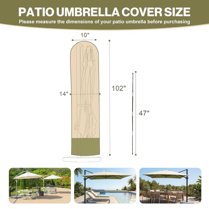 Aoodor Heavy Duty Patio Umbrella Cover for 7-10ft Cantilever Umbrella