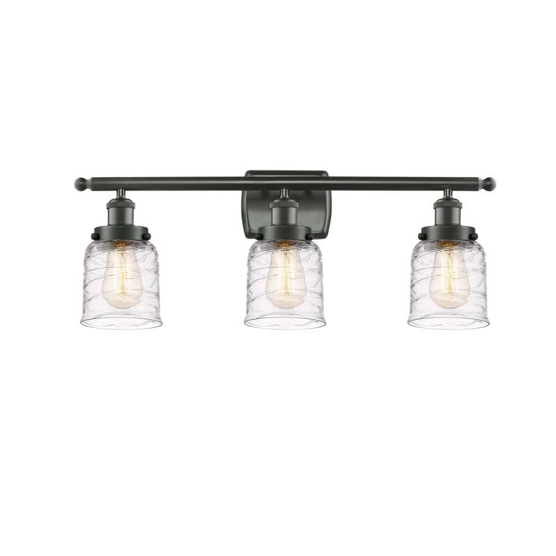 Innovations Lighting 916-3W-12-26 Bell Vanity Bell 3 Light 26" Wide - Oil Rubbed Bronze / Deco Swirl