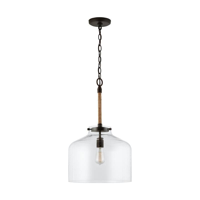 Corde 1-light Hanging Pendant w/ Clear Seeded Glass