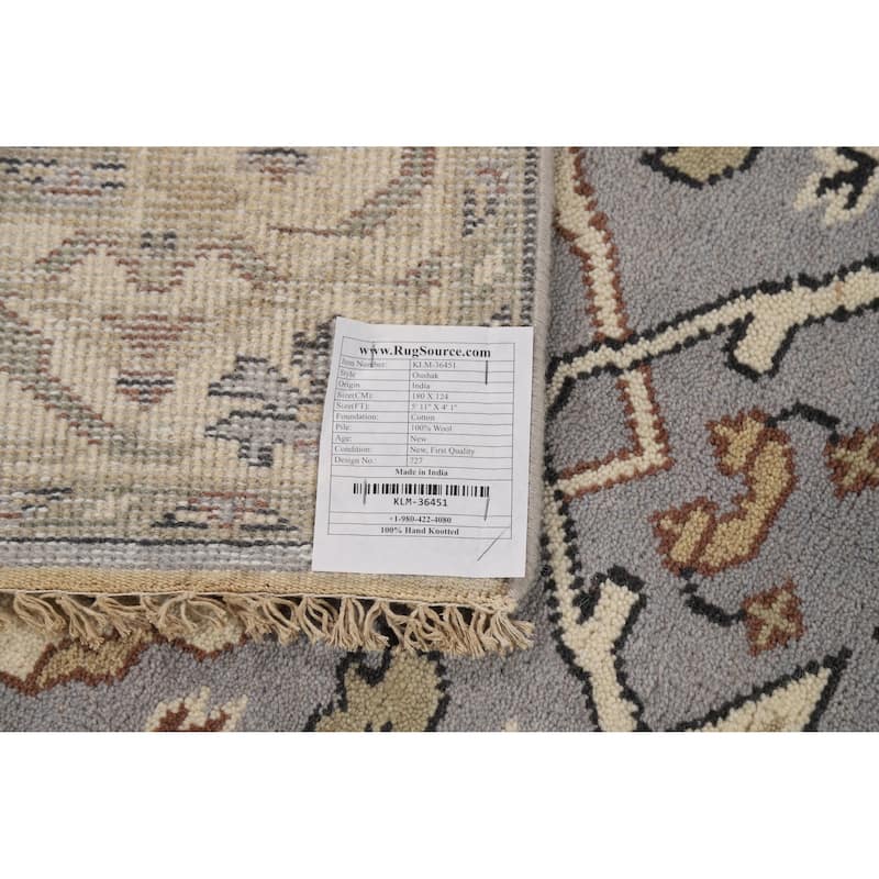 Oushak Oriental Accent Rug Hand-Knotted Blue Wool Carpet - 4'1"x 5'11"