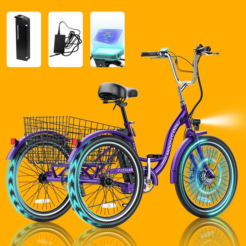 DoCred 24" Adult 7-Speed Electric Tricycles, 3 Wheel Bike Bicycle