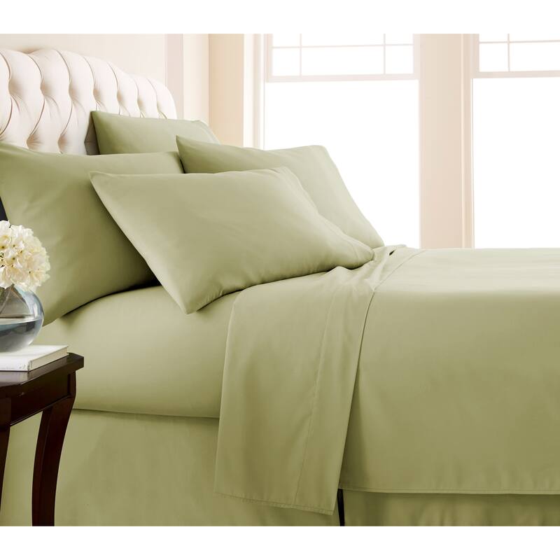 No-slip Ultra-soft Deep Pocket 6-piece Bed Sheet Set - Split King - Sage Green