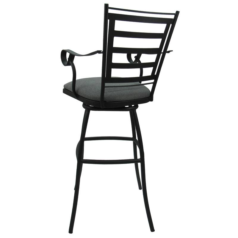 Outdoor Bar Height 30" Swivel Bar Stool Jenna - Black Frame - 30 inch Seat