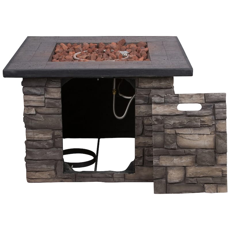 Fire & Flare 50,000 BTU Firepit Table, Lava Rocks, & Cover Set
