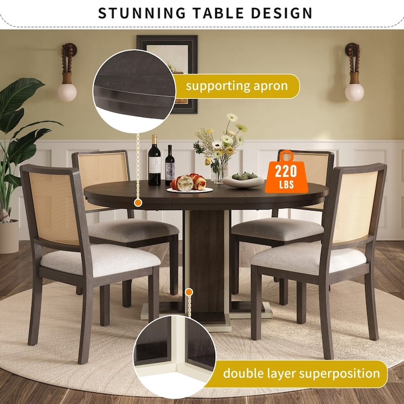 Round Dining Table for 4 with Chairs Set