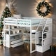 preview thumbnail 1 of 16, Multifunctionl Design Full Size Loft Bed with Desk and Shelves, Two Built-in Drawers, Storage Staircase, Maximized Space, White White