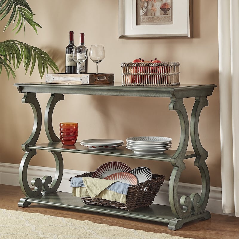 Lorraine Wood Scroll TV Stand Sofa Table by iNSPIRE Q Classic
