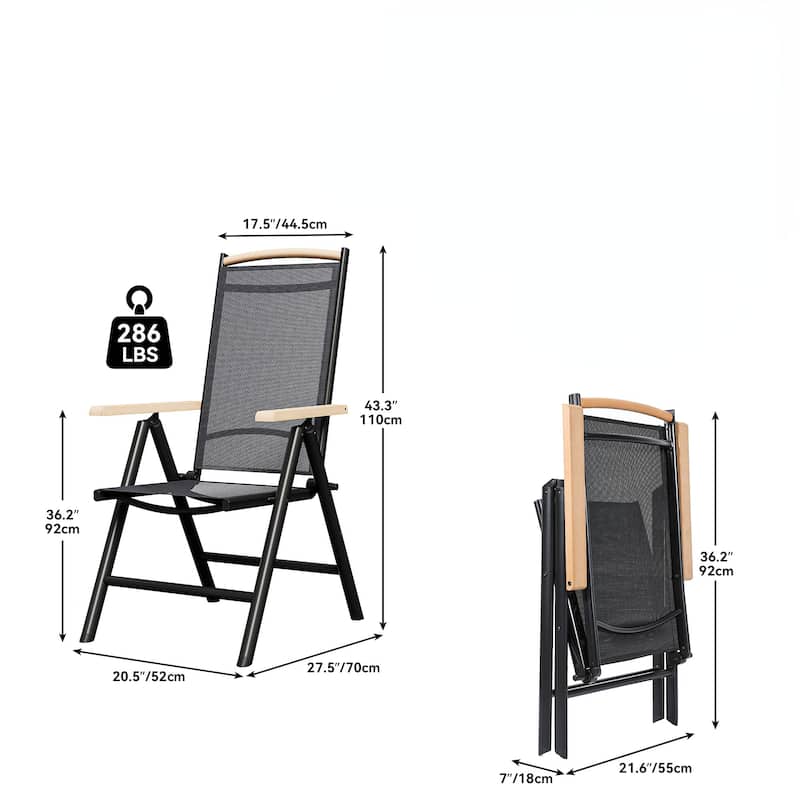 Outdoor Dining Armchair Patio Chair Picnic Chair(Set of 2)