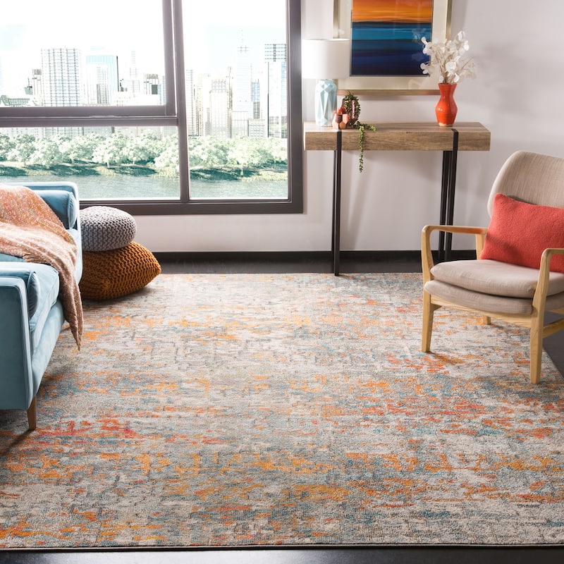 SAFAVIEH Madison Loane Modern Abstract Rug - 8' x 10' - Grey/Orange - Rectangle