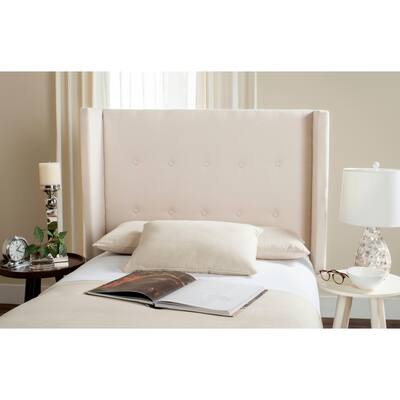 SAFAVIEH Damon Oyster Upholstered Tufted Wingback Headboard