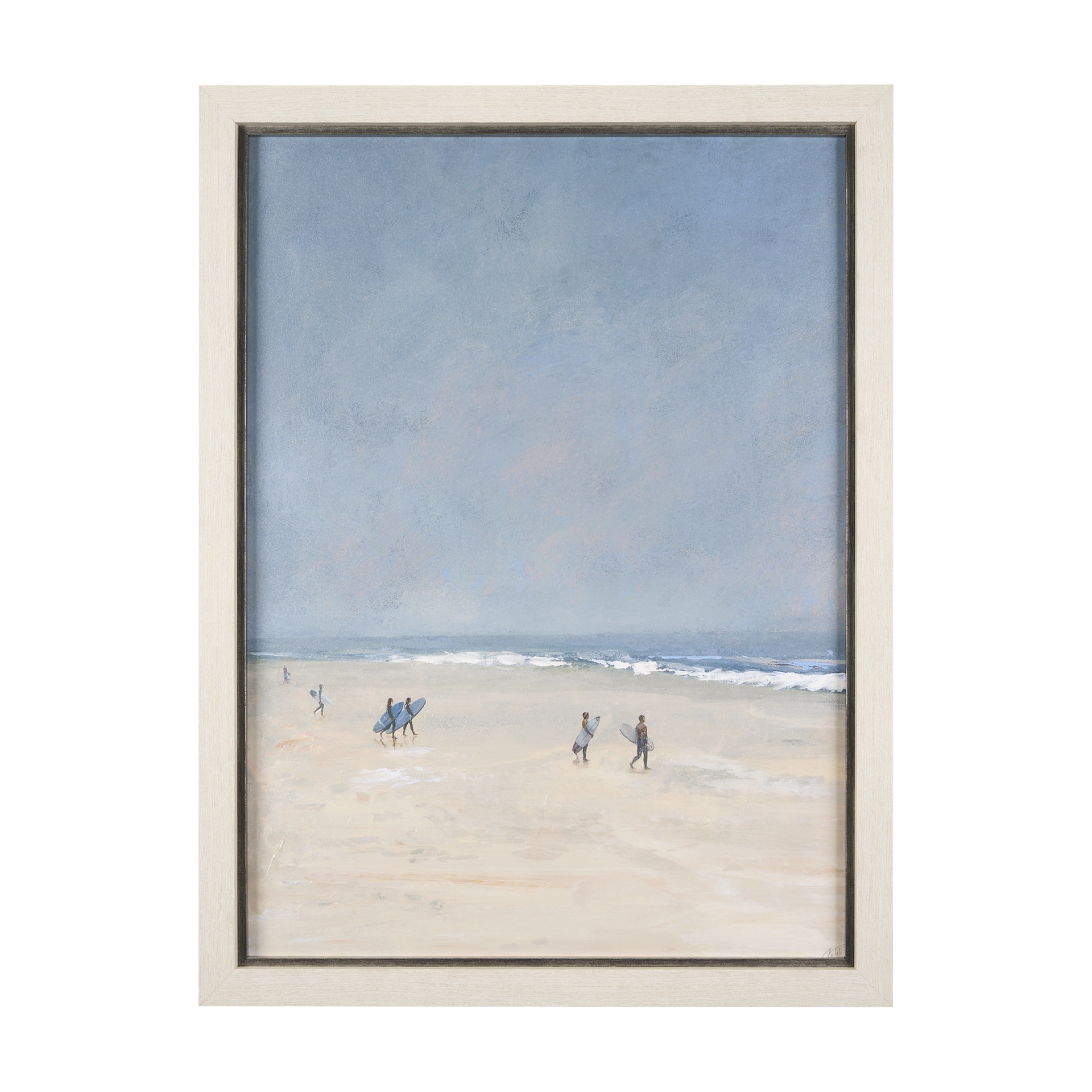 Mercana Surfers and The Sea I by Mercana Studio a Hand Embellished Textured Framed Art Print