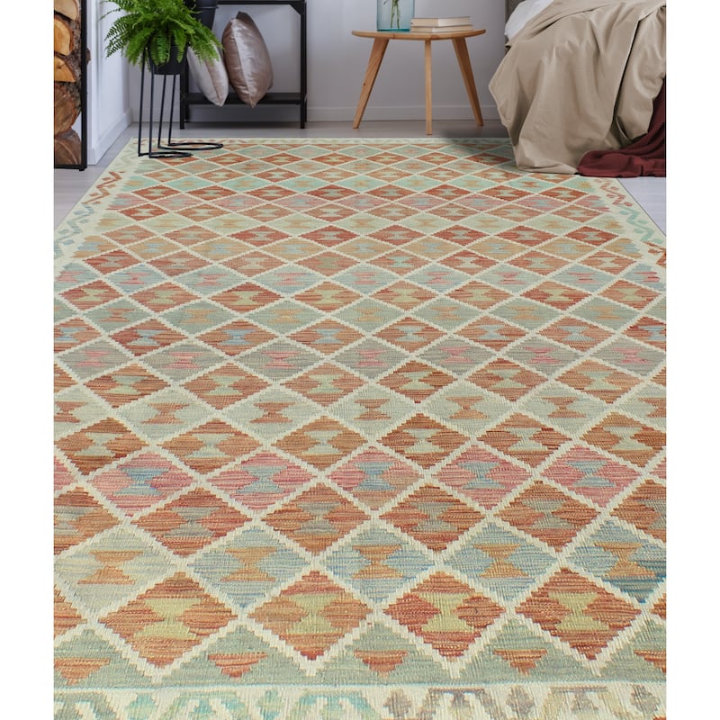 Sun Faded Flatweave Neeshaat Red/Brown Rug - 6'9" x 10'0"