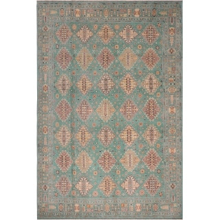 Bohemian Kazak Anaya Green/Green Wool Rug - 7'9'' x 10'1''