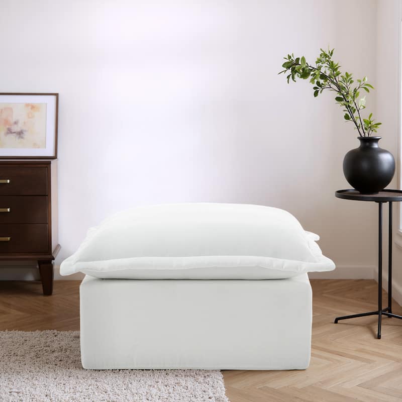 31.7"W Oversized Chenille Upholstered No Assembly Square Ottoman