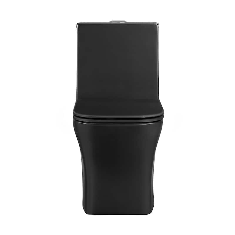 Concorde One Piece Square Toilet Dual Flush, Black Hardware 1.1/1.6 gpf