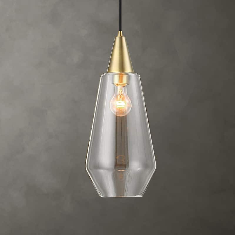 Antique Brass Glass Hanging Pendant Ceiling Light Fixture - 17.75"