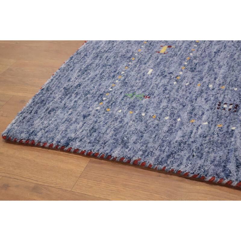 Hand Knotted Oriental 100% Wool Carpet Tribal Animal Pictorial Purples Gabbeh Runner Rug - 12' 0'' X 4' 3''