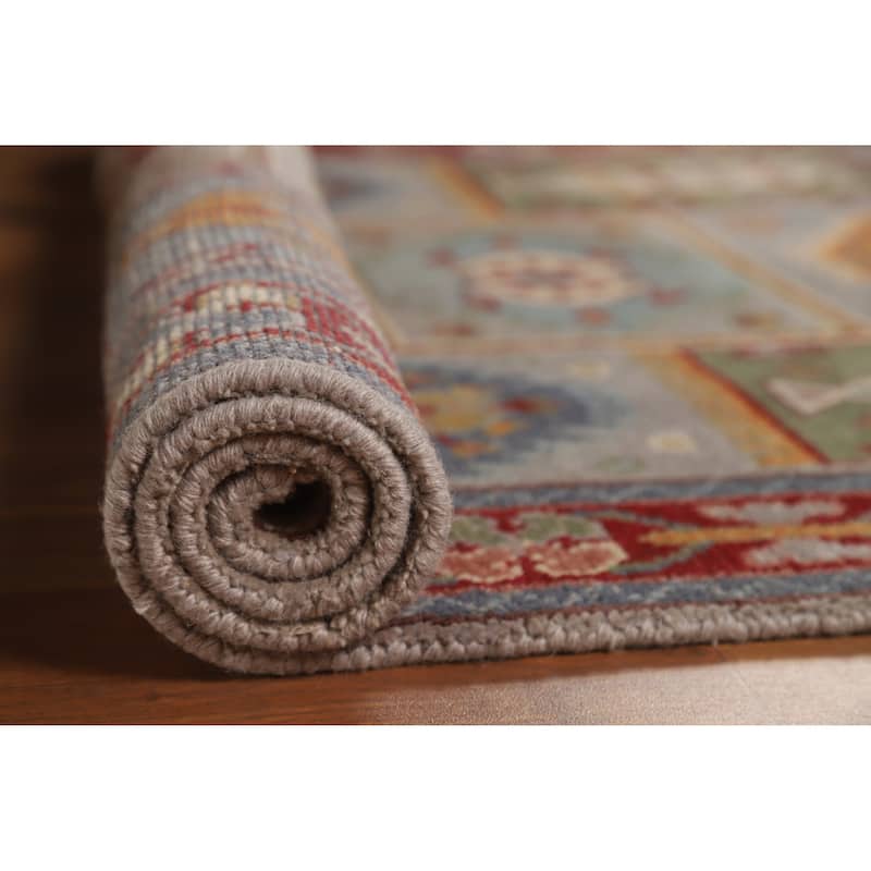 Hand Knotted Oriental 100% Wool Carpet Traditional Geometric Greys & Charcoal Heriz (serapi) Area Rug - 5' 8'' X 3' 9''