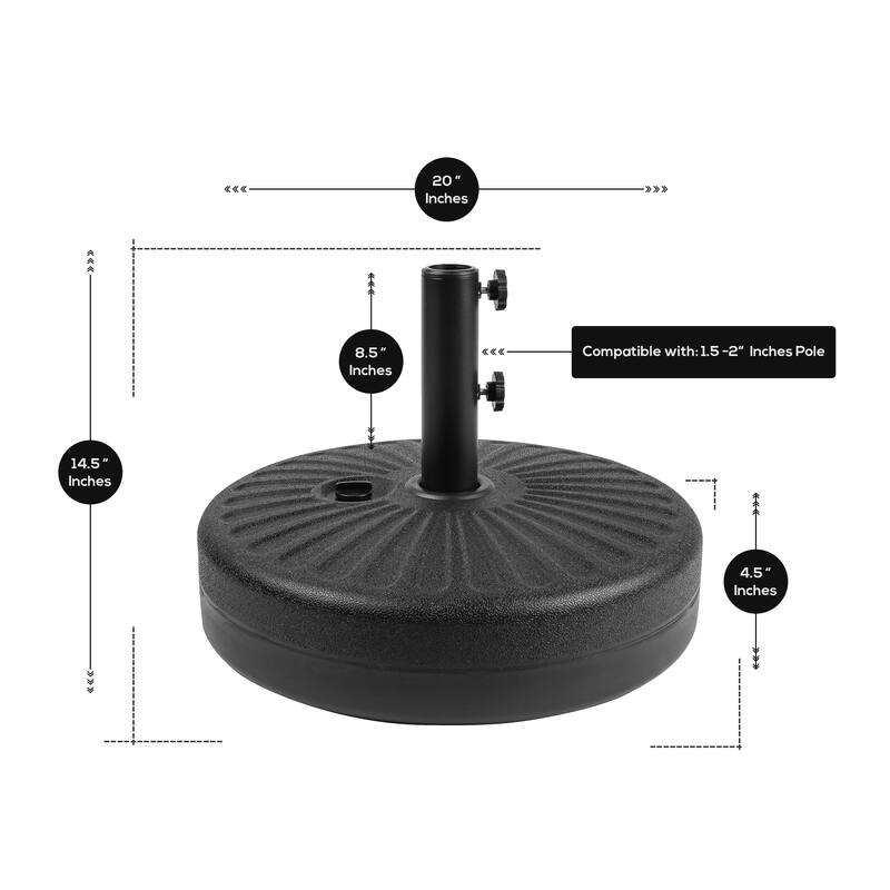 Newport 55-lb Fillable Round Patio Market Umbrella Base Stand - N/A