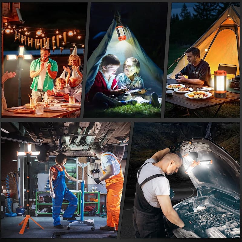 Rechargeable Camping Work Light with Tripod and Magnetic Base