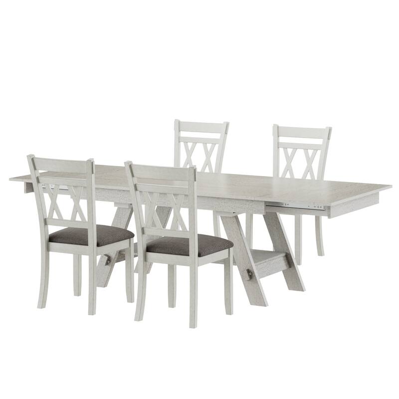 Javlergo Dining Table and Chairs Set for 4-6 Persons Extendable Kitchen Dining Room Table Set